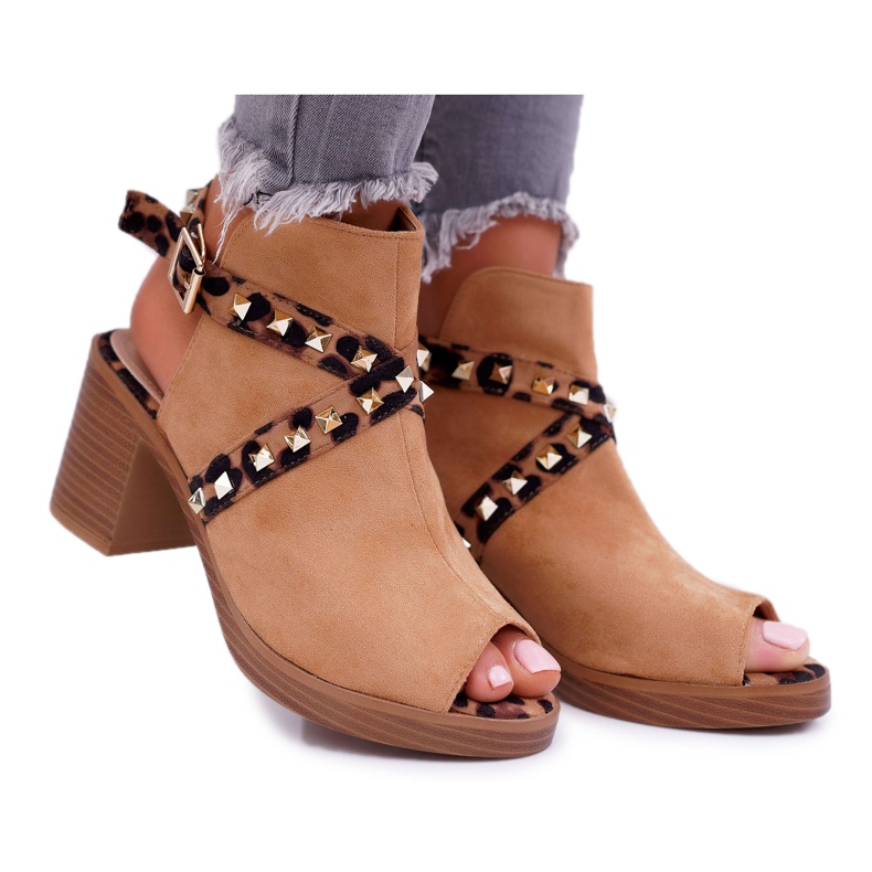 Sandalias De Mujer De Tacón Alto Lu Boo Con Vástago Camel 318-30 Fiode marrón