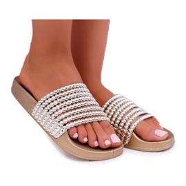 Pantuflas de Mujer con Elavi Dorado con Cuentas