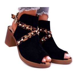 Sandalias de mujer con tacón alto Lu Boo Negro 318-30 Fiode