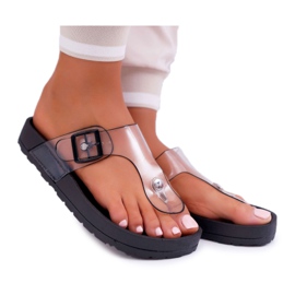 SEA Pantuflas Mujer Chanclas Rayas Transparentes Negro Framona incoloro