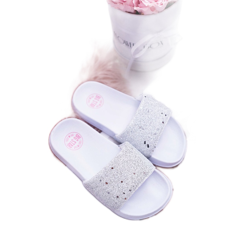 Sandalias blancas con purpurina Big Star para niños y jóvenes AA374086 blanco