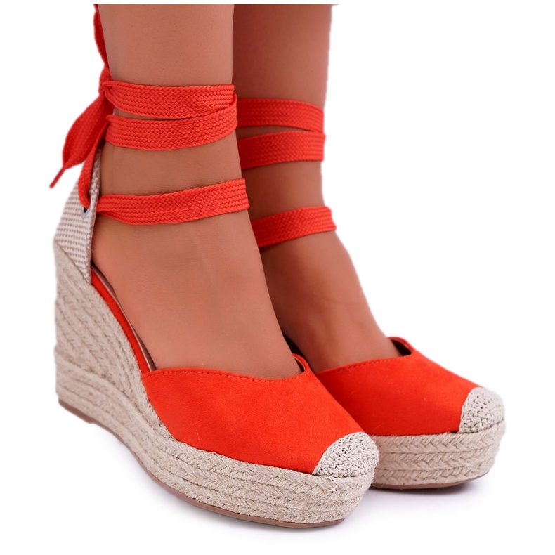 Sandalias De Mujer Con Cuña Naranja Tahaya