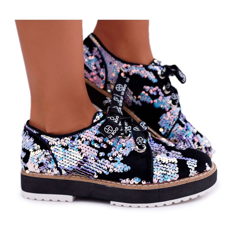 Brogues para mujer Lu Boo Silver Sequins Moonlight negro multicolor Brogues para mujer Lu Boo Silver Sequins Moonlight negro multicolor