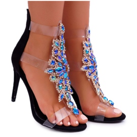 Sandalias de mujer con tacón alto Lu Boo Suede Negro 2047-89 Milleni