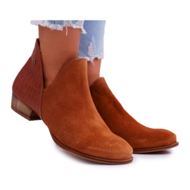 Botas planas de mujer Maciejka Autumn Leather Red 04091-29 marrón