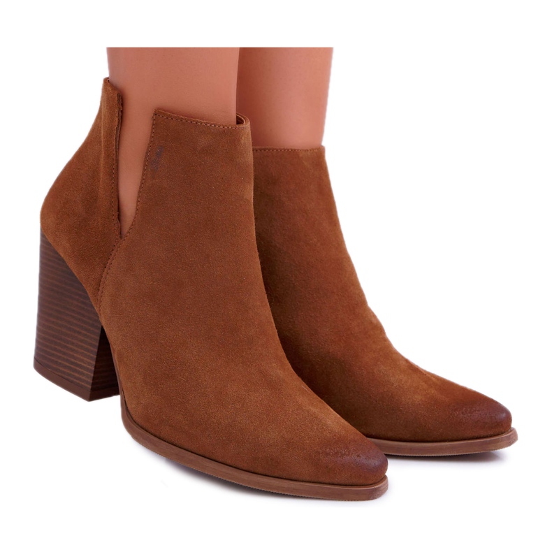 Mujer Primavera Botas Con Tacón Alto Cuero Ante Marrón Nicole 2430