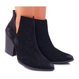 Mujer Primavera Botas Con Tacón Alto Cuero Ante Negro Nicole 2430