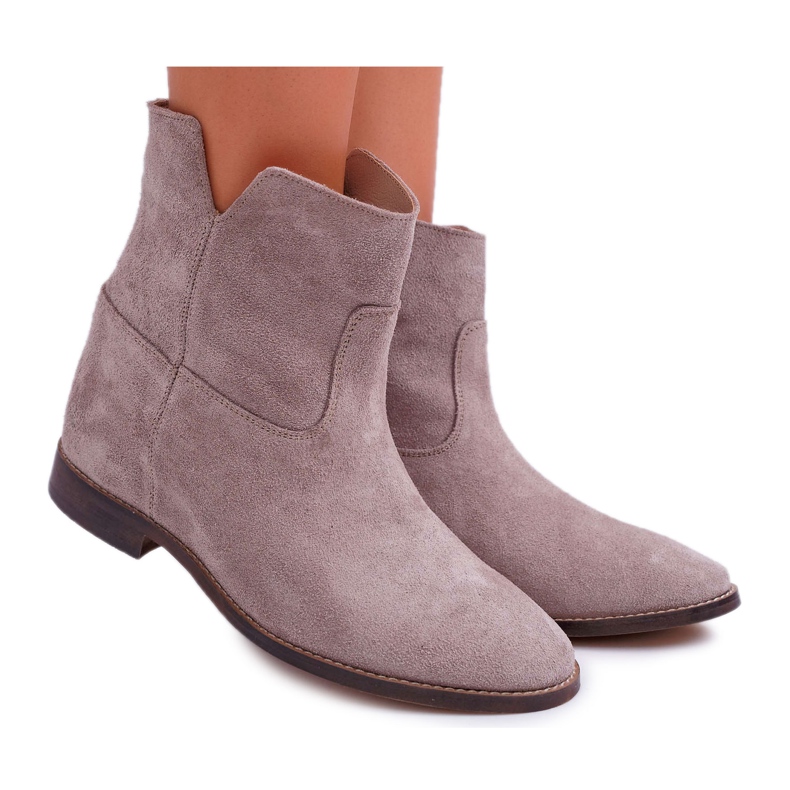 Botas de mujer Cuña oculta Tacón plano Cappuccino Jasne Nicole 2419 beige