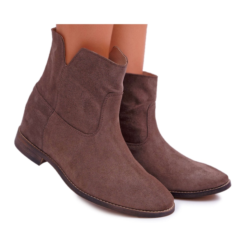 Botas de mujer Cuña oculta Tacón plano Cappuccino Dark Nicole 2419 marrón
