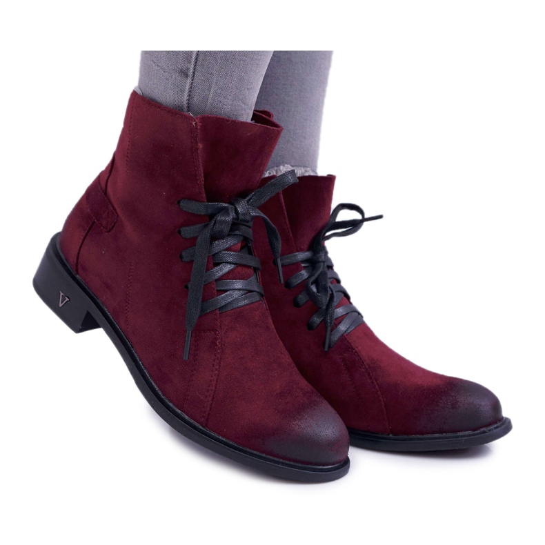 Vinceza Botas De Mujer Con Tacón Plano Workery Burdeos Teref rojo multicolor