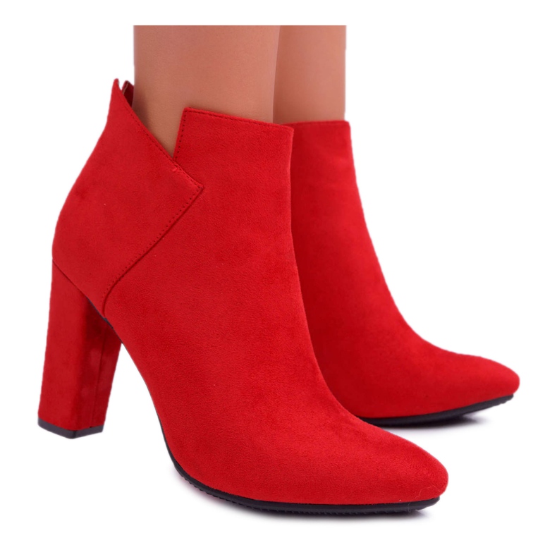 Vinceza De Mujer Botas Con Tacón Ante Rojo Volante