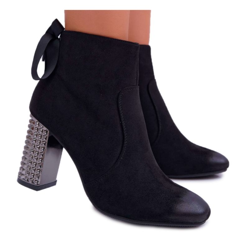 Vinceza Botas De Mujer Con Tacón Rock Cremallera Negro Stein