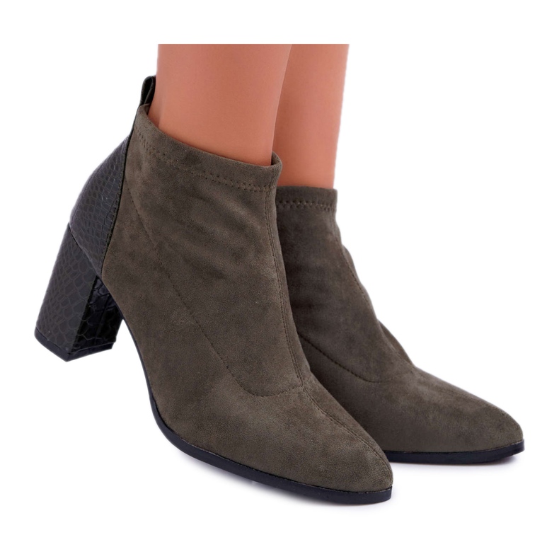 S.Barski Botas de ante de mujer con tacón alto Khaki Ferrous caqui S.Barski Botas de ante de mujer con tacón alto Khaki Ferrous caqui