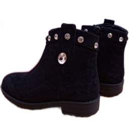POPA Botas Infantiles Negras con Cristales Tacón Plano Venici negro