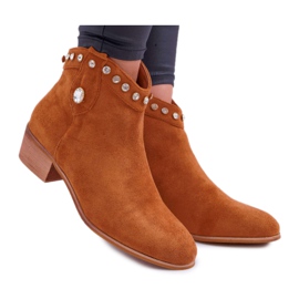 POPA Botas Mujer Tacón Plano Botas Vaqueras Con Camel Patti Cubic Zirconia marrón POPA Botas Mujer Tacón Plano Botas Vaqueras Con Camel Patti Cubic Zirconia marrón