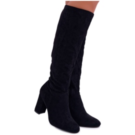 BUGO Botas de Mujer con Tacón a la Rodilla Negro Mercure