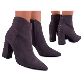 PS1 Botas De Mujer De Tacón Alto Con Remaches En Spitz Gris Snack