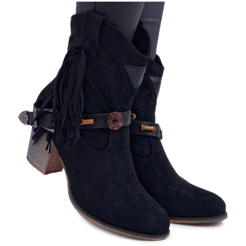 Botas de Mujer Botas de vaquero con hebilla Negro Marciapo