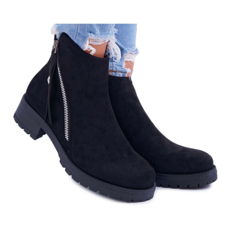 SEA Botas De Mujer Ante Cálida Dos Sandalias Negras Ohoo negro