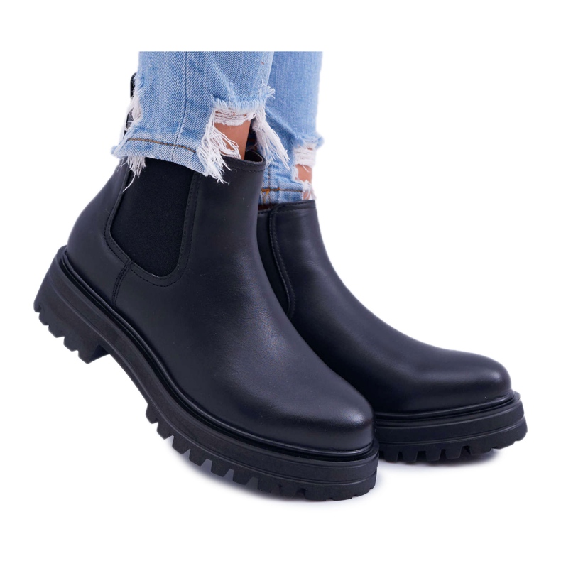 SEA Botas De Mujer Con Tacón Plano Cálido Negro Orion