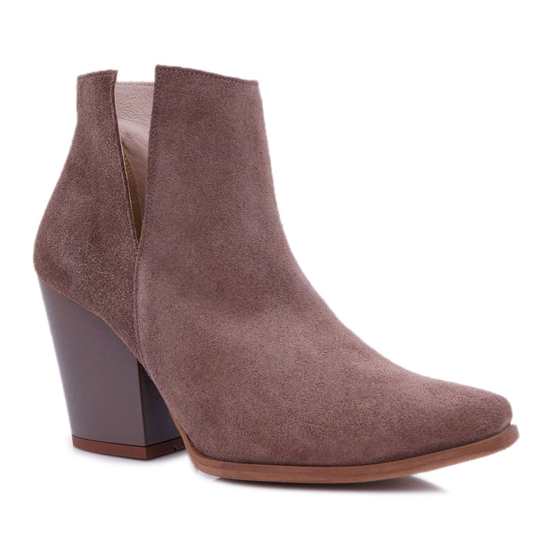 Mujer Botas Tacón alto Primavera Cuero Ante Capuchino oscuro Nicole 2430 marrón