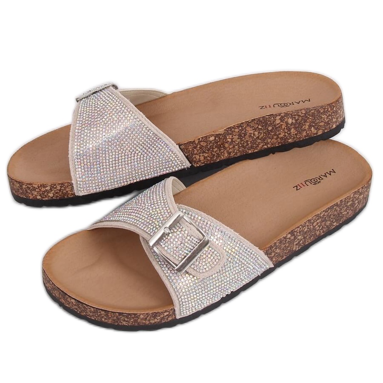 Zapatillas scholki beige con piedras L-1032 Beige
