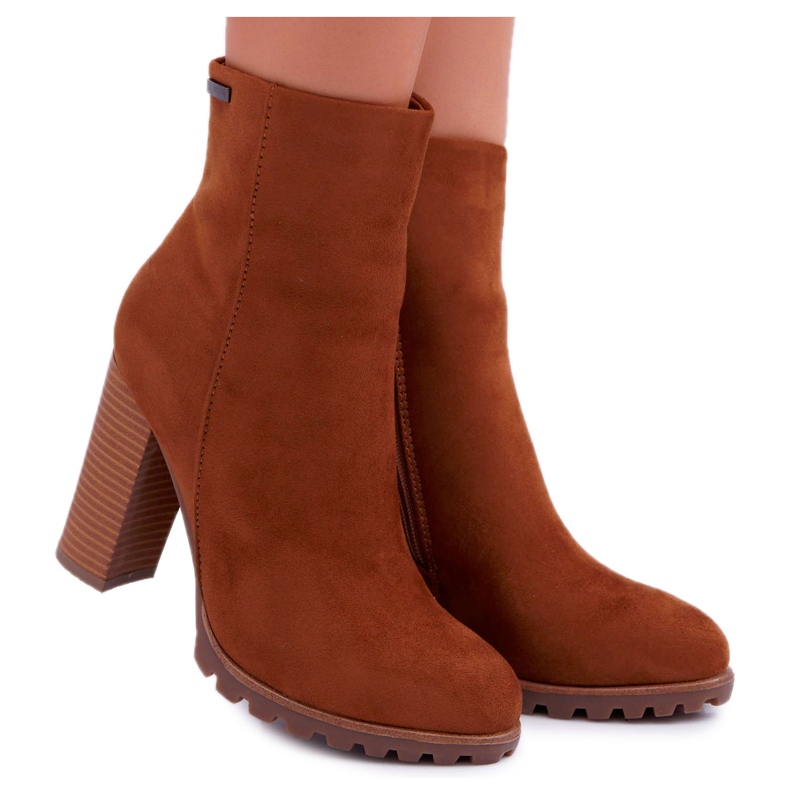EVE Botas de mujer con tacón Suede Camel Cadillac marrón
