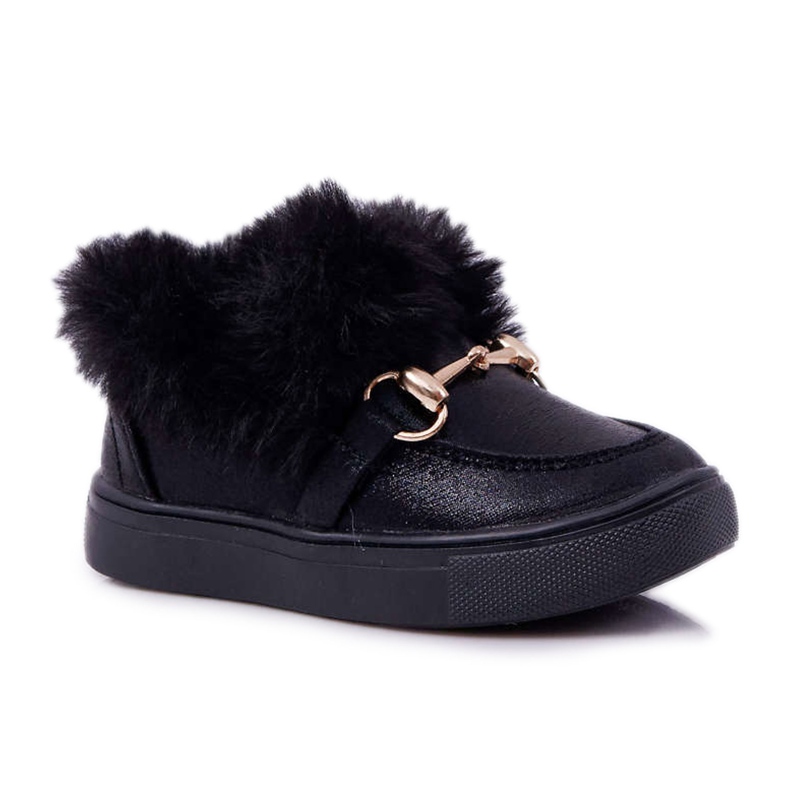Zapatillas Infantiles Negras Con Piel negro