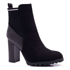 FRERY Botas de mujer con tacón Suede Black Fenem negro