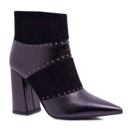 SEA Botas de mujer en tacón alto con remaches en Spitz RB21P Negro Yango
