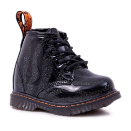 FRROCK Botas Infantiles Lacadas con Cremallera Negra Omua negro