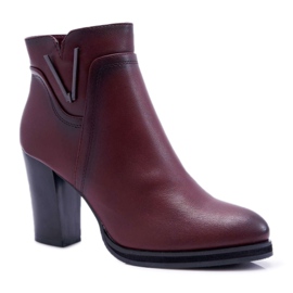 Botas De Mujer Con Tacón Alto Sergio Leone Burgundy BT537 rojo