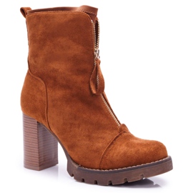 FE1 Botas de mujer con tacón Camel Frann marrón