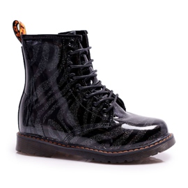 FRROCK Botas de Juventud Lacadas con Cremallera Negra Omua negro