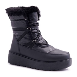 FRGIV Botas de nieve para mujer con piel Black Calma negro
