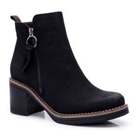 FRJEIN Botas de mujer con tacón acolchado con fieltro negro Delia FRJEIN Botas de mujer con tacón acolchado con fieltro negro Delia