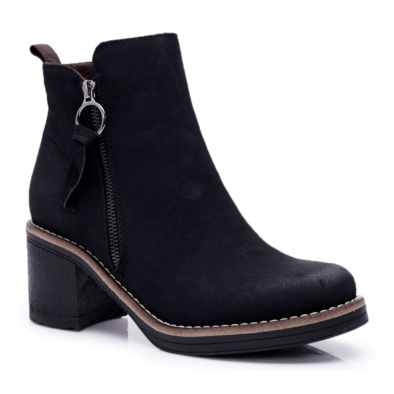 FRJEIN Botas de mujer con tacón acolchado con fieltro negro Delia FRJEIN Botas de mujer con tacón acolchado con fieltro negro Delia