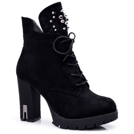 EVE Botas de Mujer con Tacón y Plataforma Ante Negro Fieste