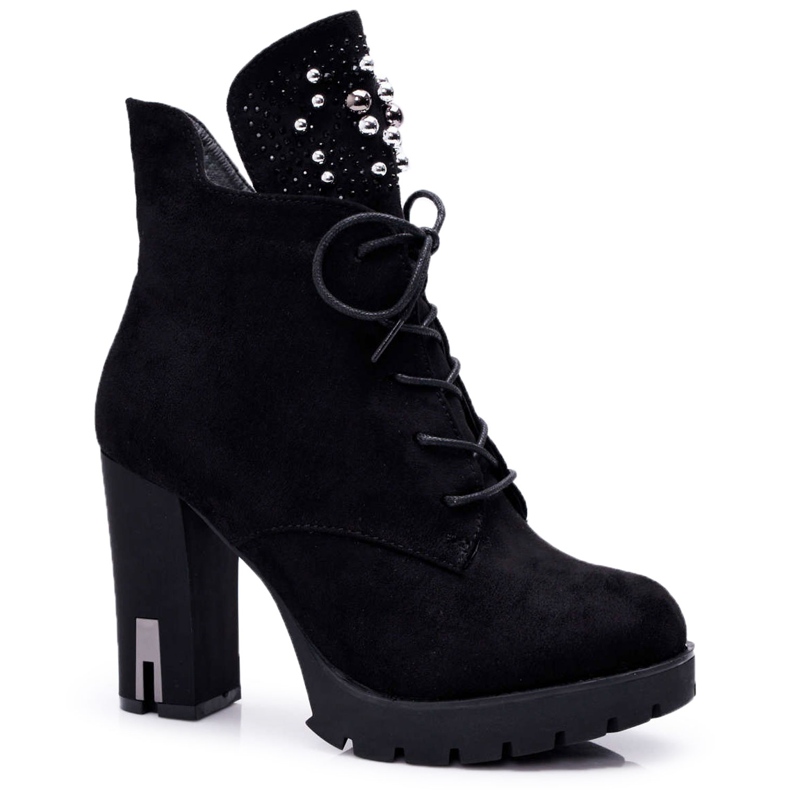 EVE Botas de Mujer con Tacón y Plataforma Ante Negro Fieste
