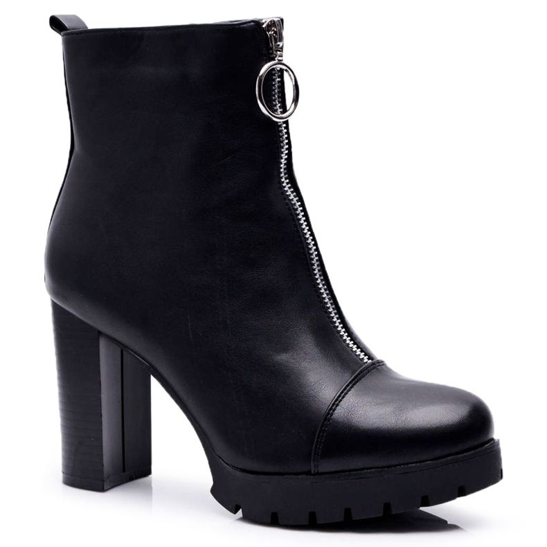 FRBS Botas De Mujer En El Tacón Con Cremallera Decorativa Negro Senuto FRBS Botas De Mujer En El Tacón Con Cremallera Decorativa Negro Senuto