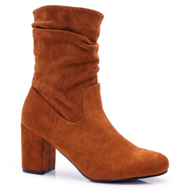 FJ1 De Mujer Botas Con Tacón Ante Camel Infinito marrón