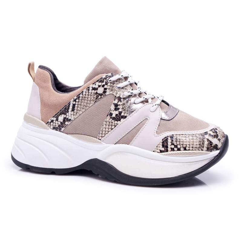 Zapatillas Deportivas Mujer Piel Serpiente Beige Larey