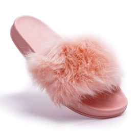 Pantuflas De Mujer Con Piel De Piel Rosa Claro