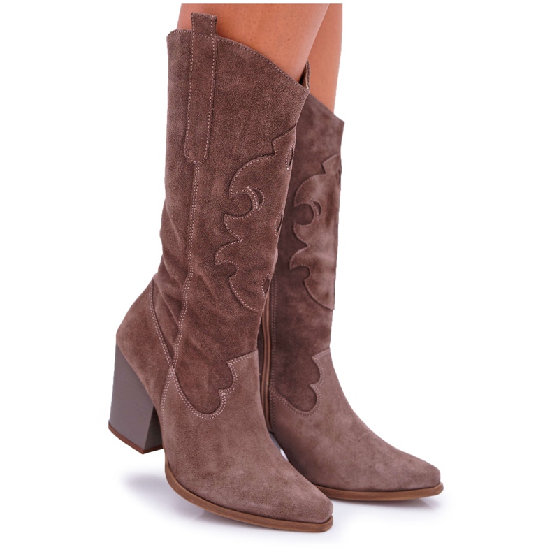 Botas De Mujer Con Tacón Vaquero Cappuccino Brunt marrón