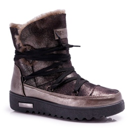Vinceza Botas de nieve para mujer con piel gris oscuro Fereni