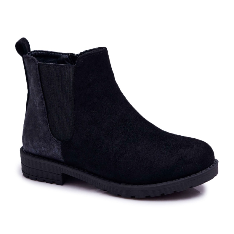 POPA Botas negras de tacón plano Mergolo para jóvenes negro