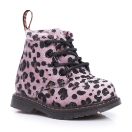 FRROCK Botas para niños con cremallera, estampado de leopardo rosa Lilo multicolor