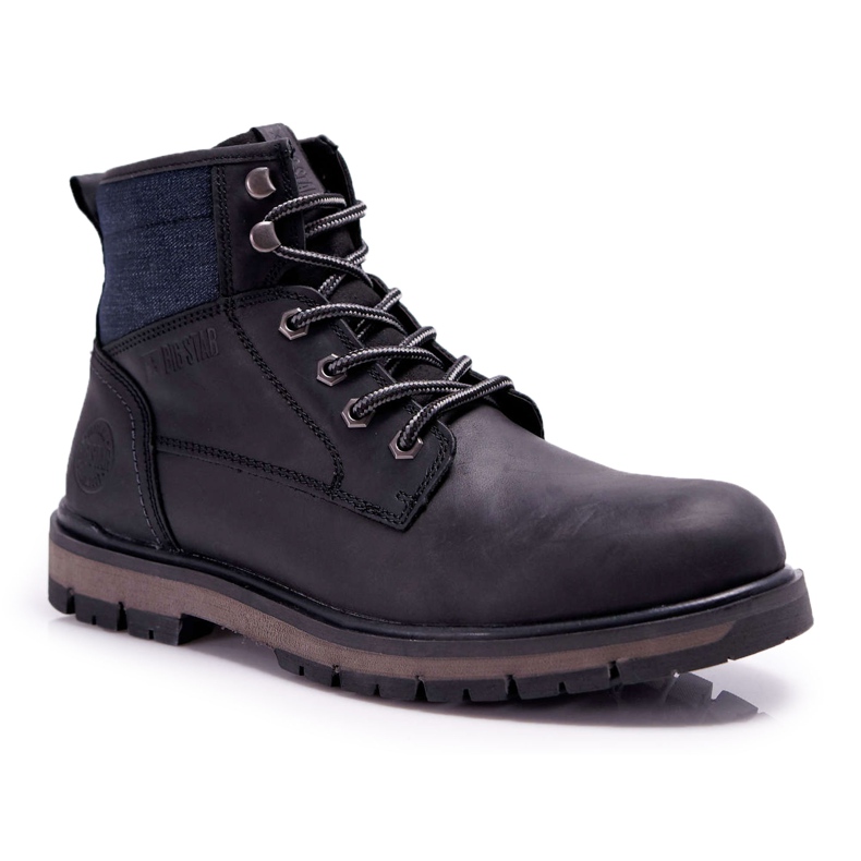 Botas Senderismo Hombre Piel Big Star Negra EE174267 negro