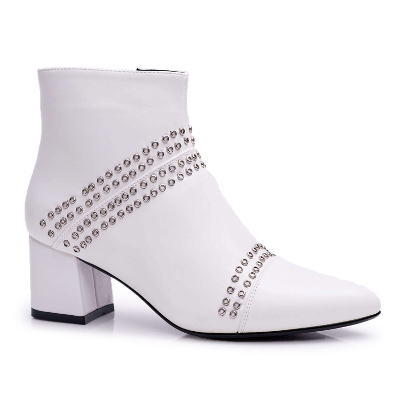SEA Botas de Mujer con Tacón en Spitz con Remaches Blanco Primma