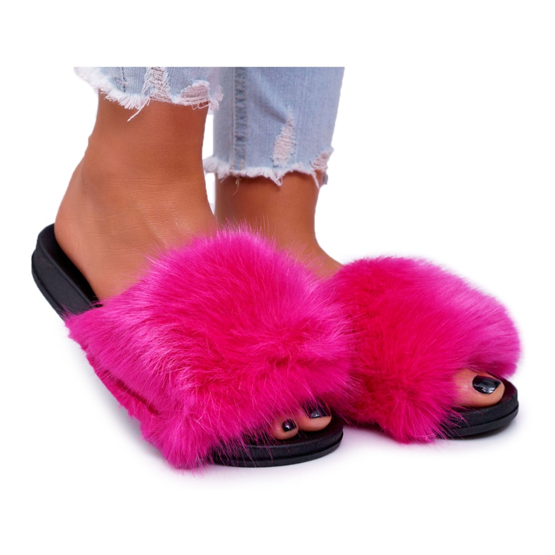 PS1 Pantuflas de Mujer con Piel NiceFur Fucsia rosado